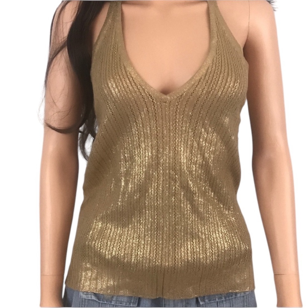 BCBGMaxAzria Camel colored halter top